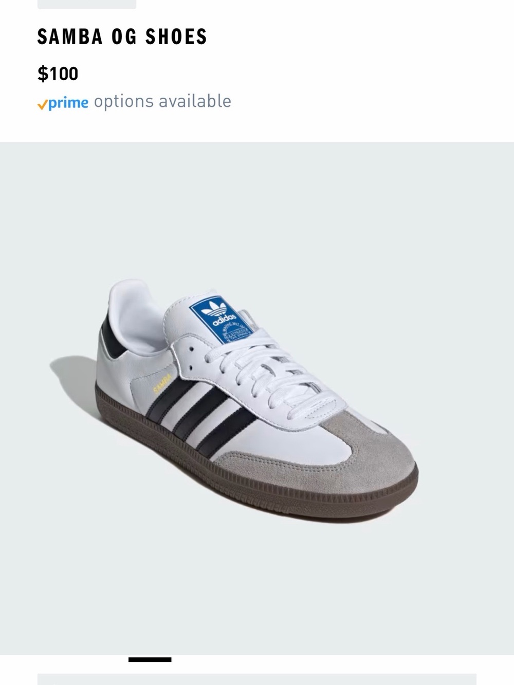 adidas Samba OG White with Black Stripes and Gray Suede